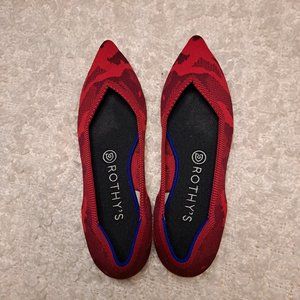 Rothy's Pointed Toe Flats, Red Camouflage, Size 8
